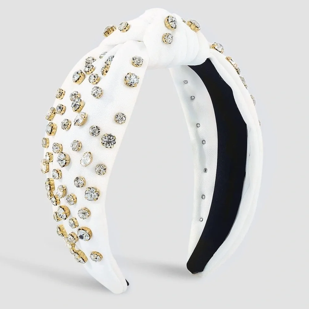 Crystal Knotted Headband, White